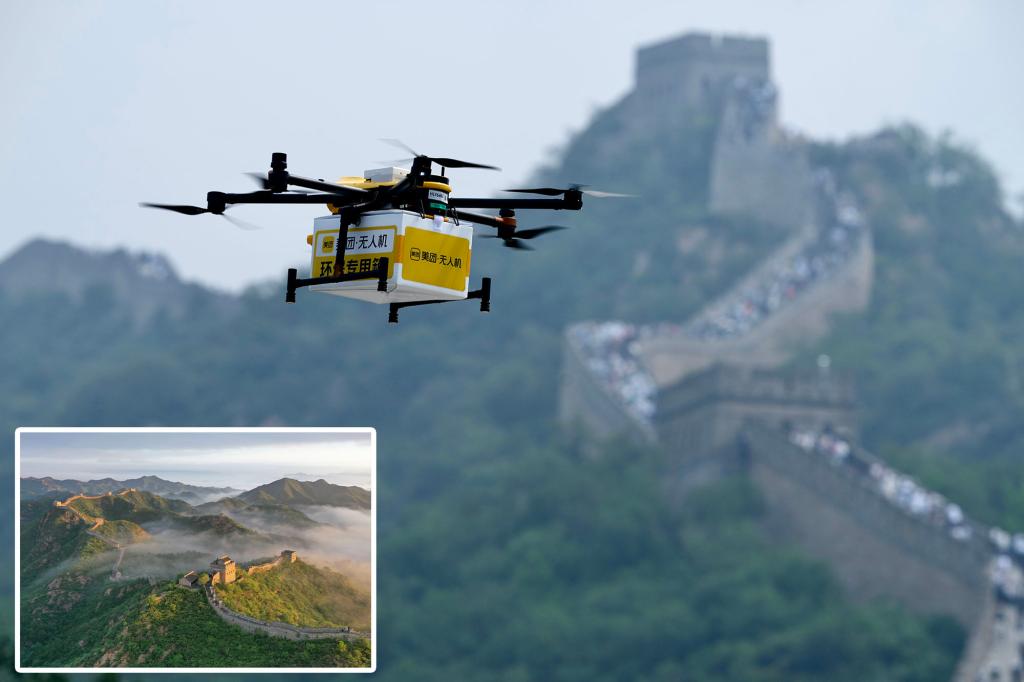 Drone food delivery now an option for hungry tourists on the Great Wall of China